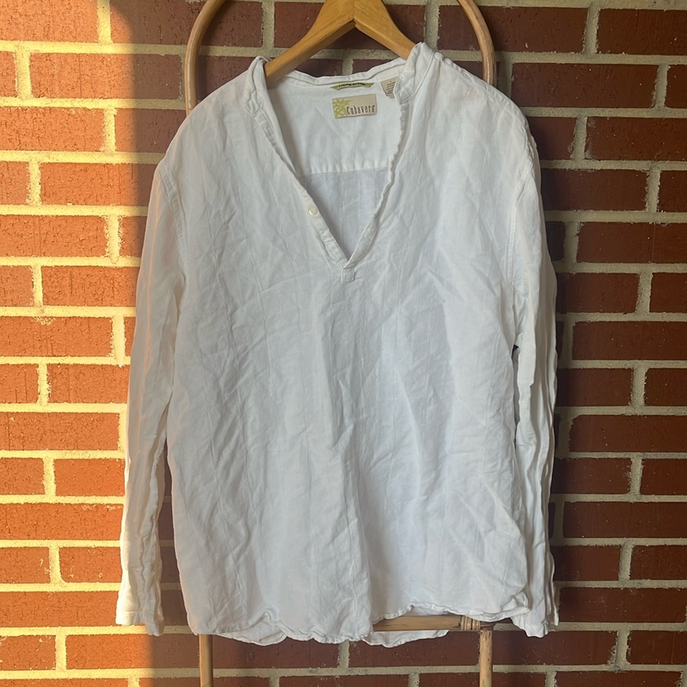 Men’s White Linen-Blend Tunic